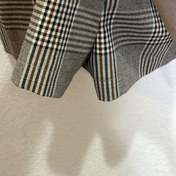 Urban Outfitters Cassidy Shorts Romper Medium Brown Plaid Square Neck - Picture 5 of 9